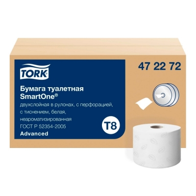 Туалетная бумага в рулоне T8 Tork Advanced SmartOne 472272 2 слоя 207 м 13,4 см 90 м 8 шт Туалетная бумага купить в Продез Сочи